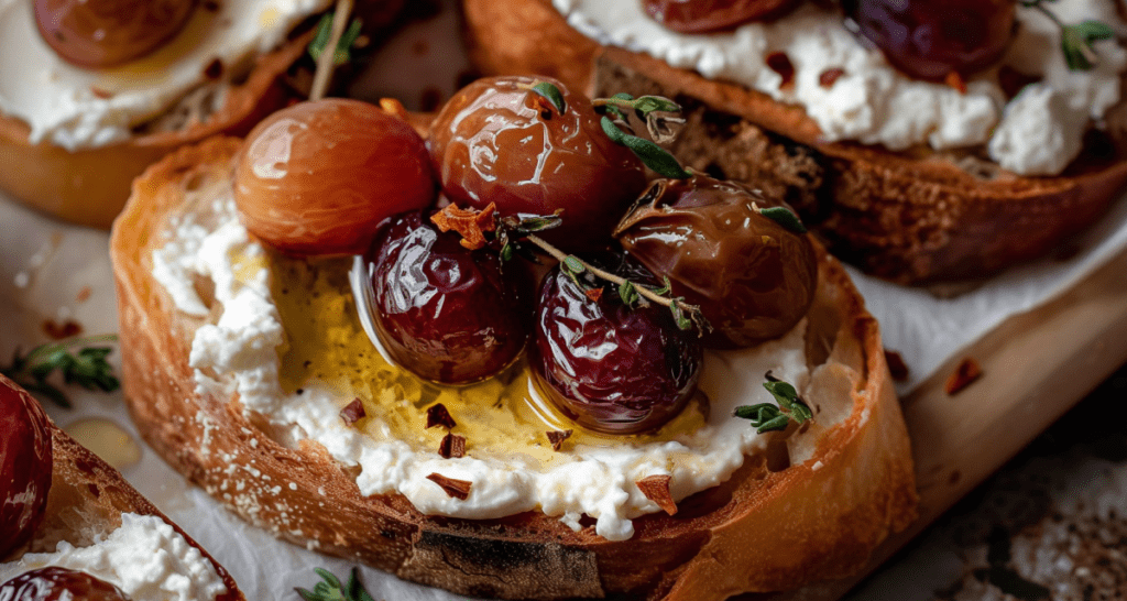 Bruschetta With Ricotta, Roasted Grapes, And Meli Acacia Honey - Meli