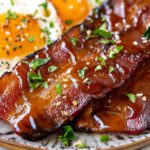 Honey-glazed bacon and eggs - Meli